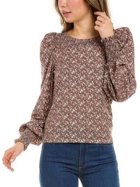 Nation LTD Abigail Festival Floral Smocked Puff Sleeves Prairie Top Size XS